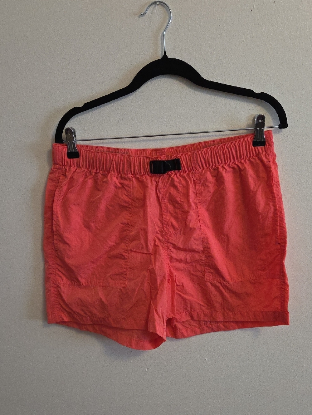Coral Pink Casual Elastic Waist Shorts